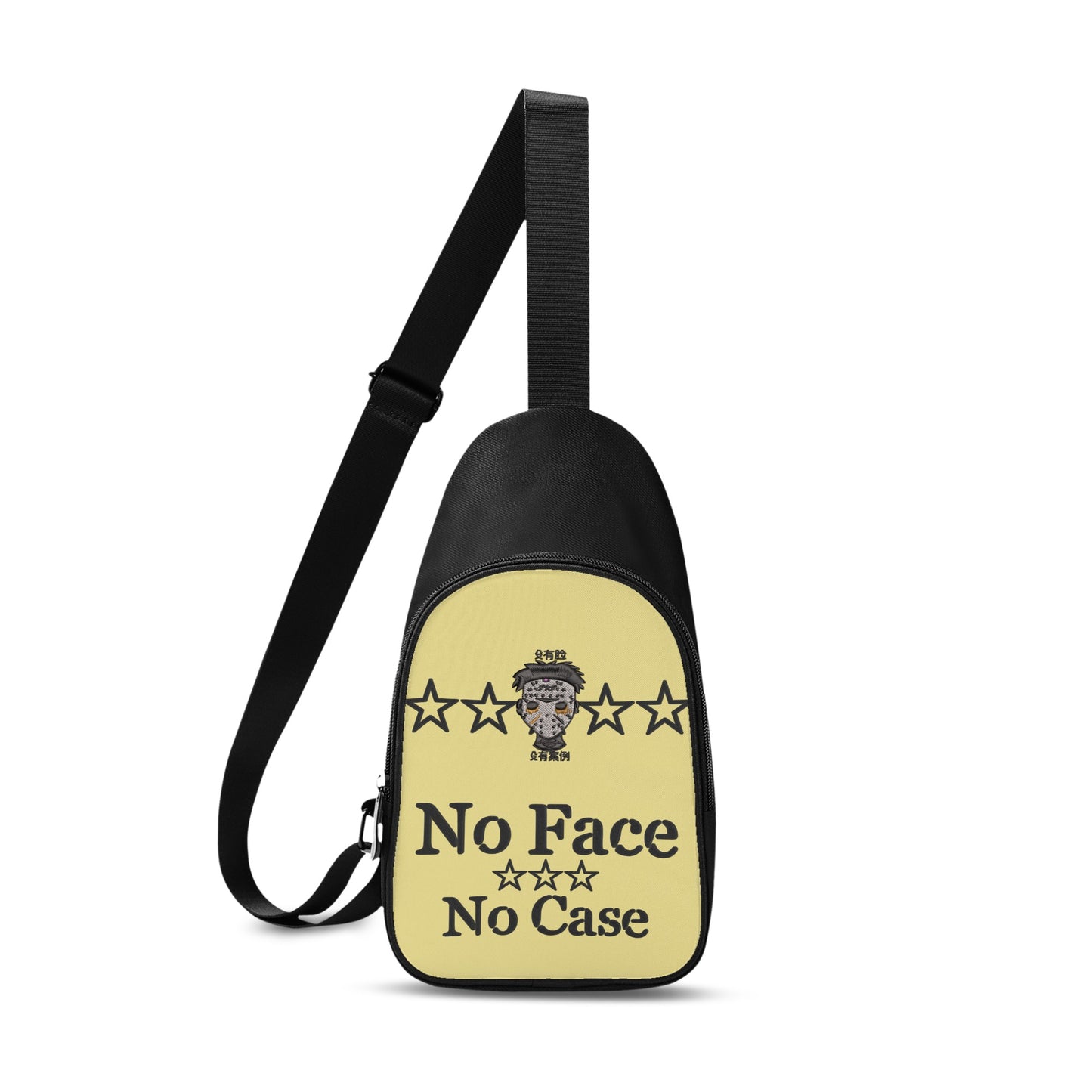 No Face, No Case Printed+Embroidered Tan Chest Bags