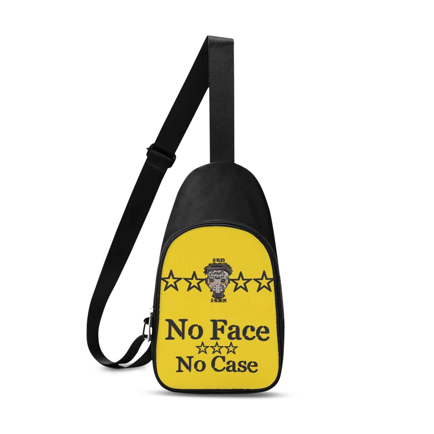 No Face, No Case Printed+Embroidered Gold Chest Bags