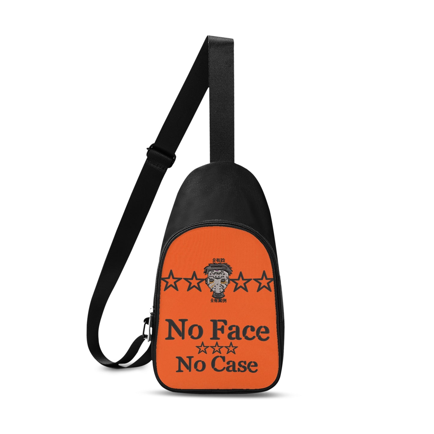 No Face, No Case Printed+Embroidered Dark Orange Chest Bags