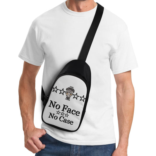 No Face, No Case Printed+Embroidered White Chest Bags