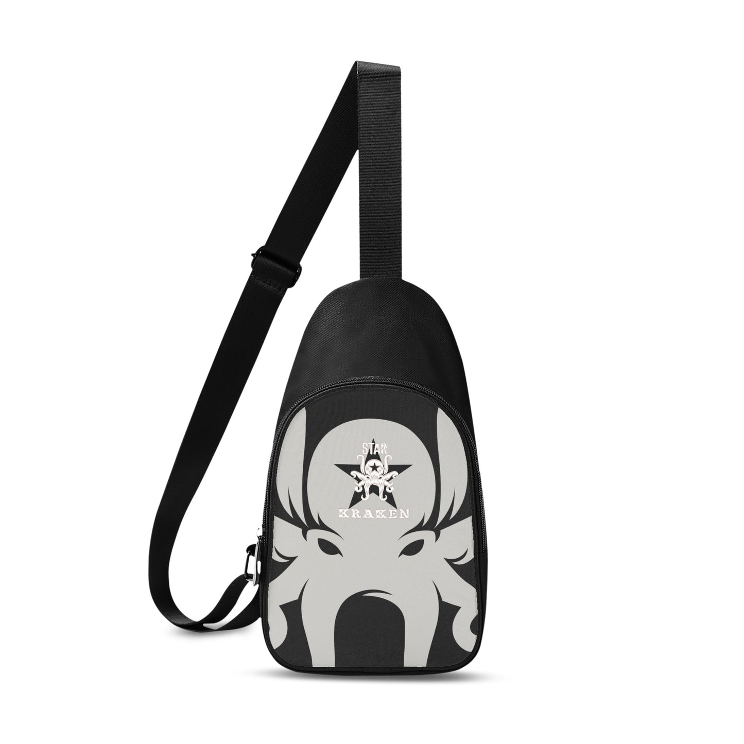 Star Kraken Printed+Embroidered Black Chest Bags