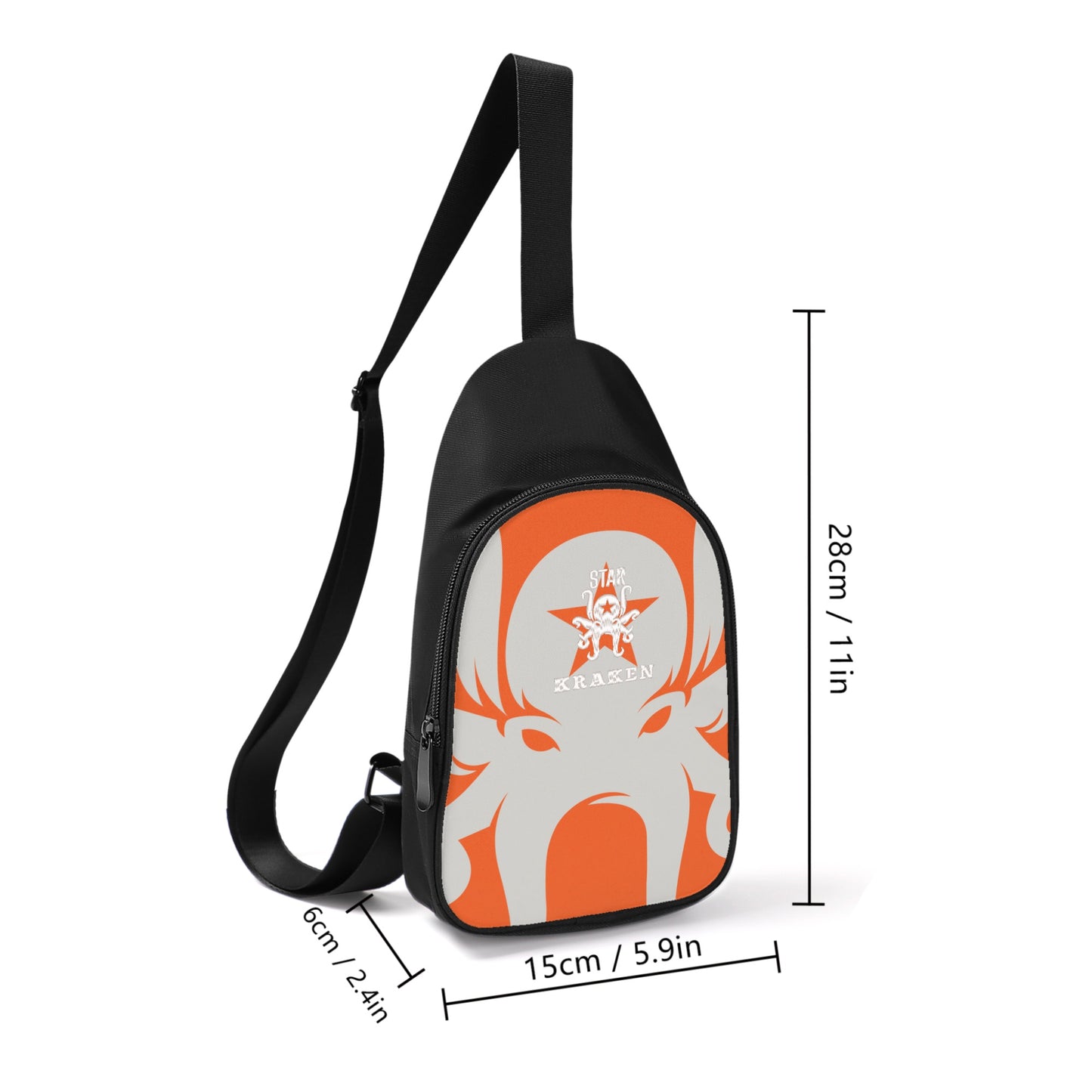 Star Kraken Printed+Embroidered Dark Orange Chest Bags