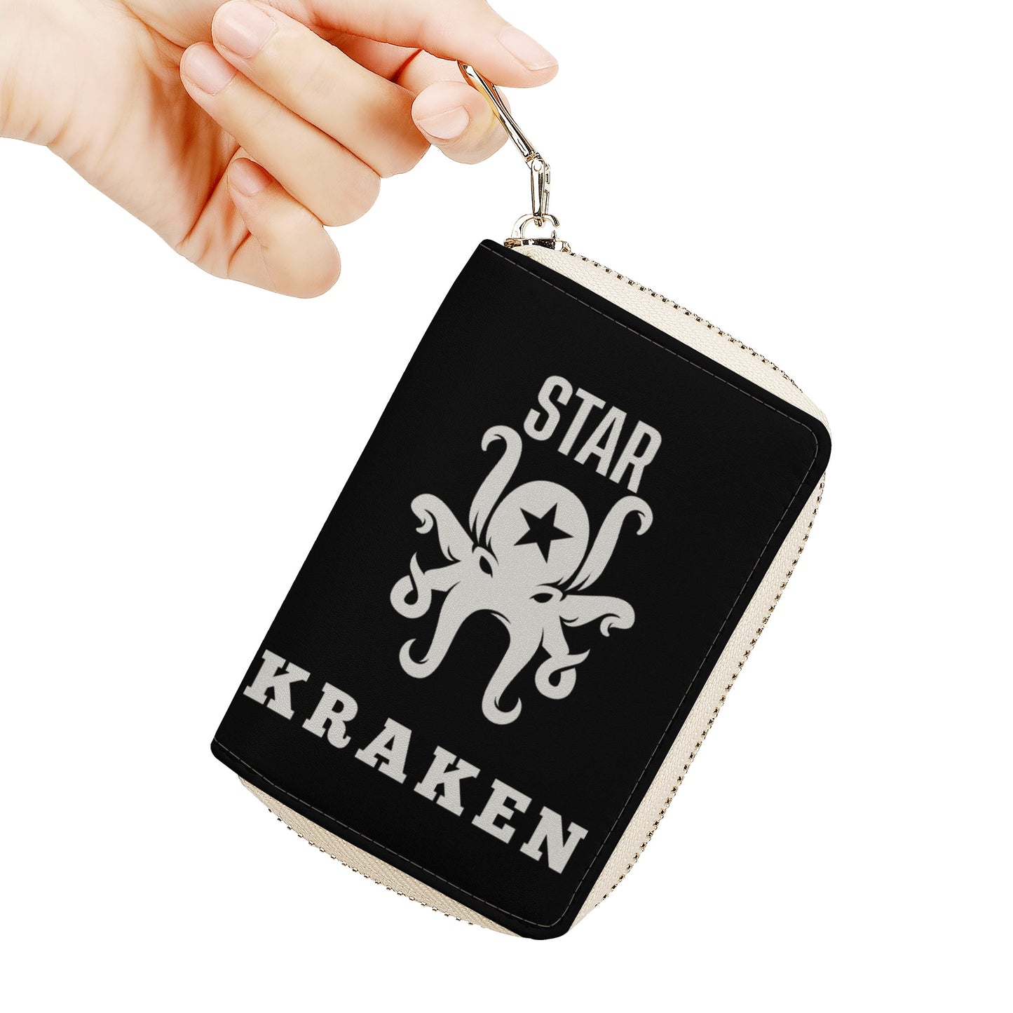 Star Kraken Black Zipper Card Holder