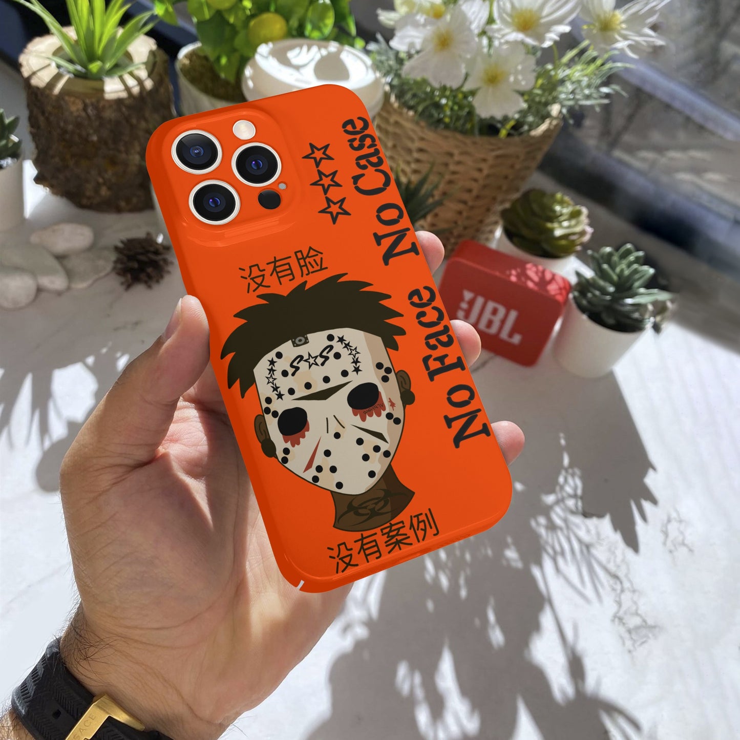 No Face, No Case Dark Orange IPhone 15 Pro Phone Case Protector