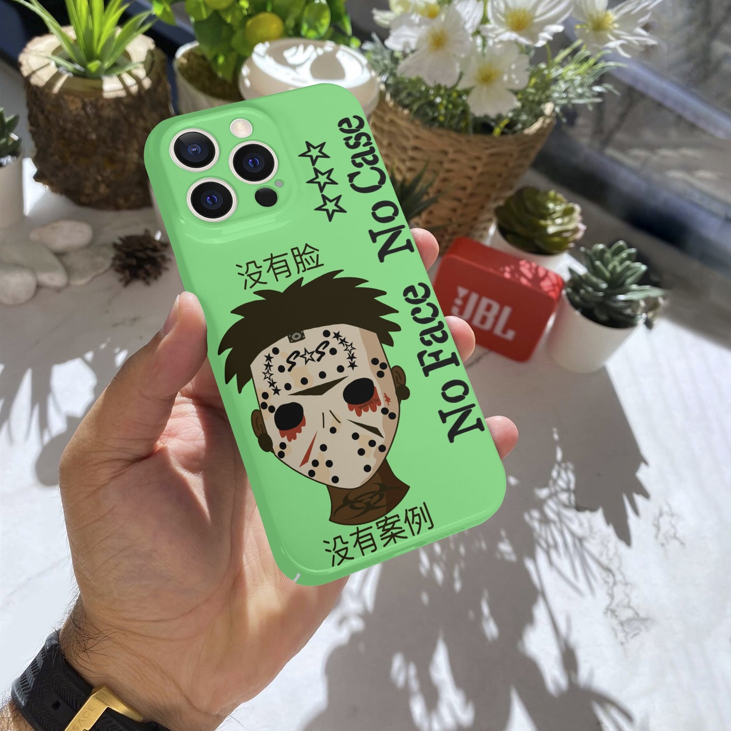 No Face, No Case Mint Green IPhone 15 Pro Phone Case Protector