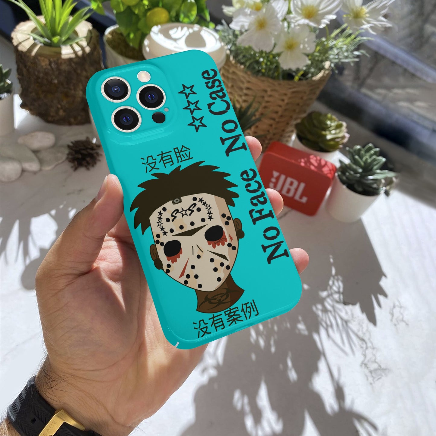 No Face, No Case Turquoise IPhone 15 Pro Phone Case Protector