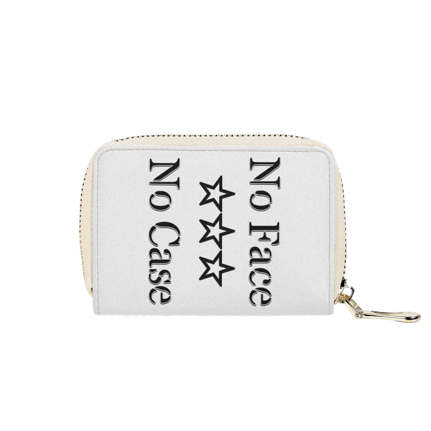 No Face, No Case White Zipper Card Holder