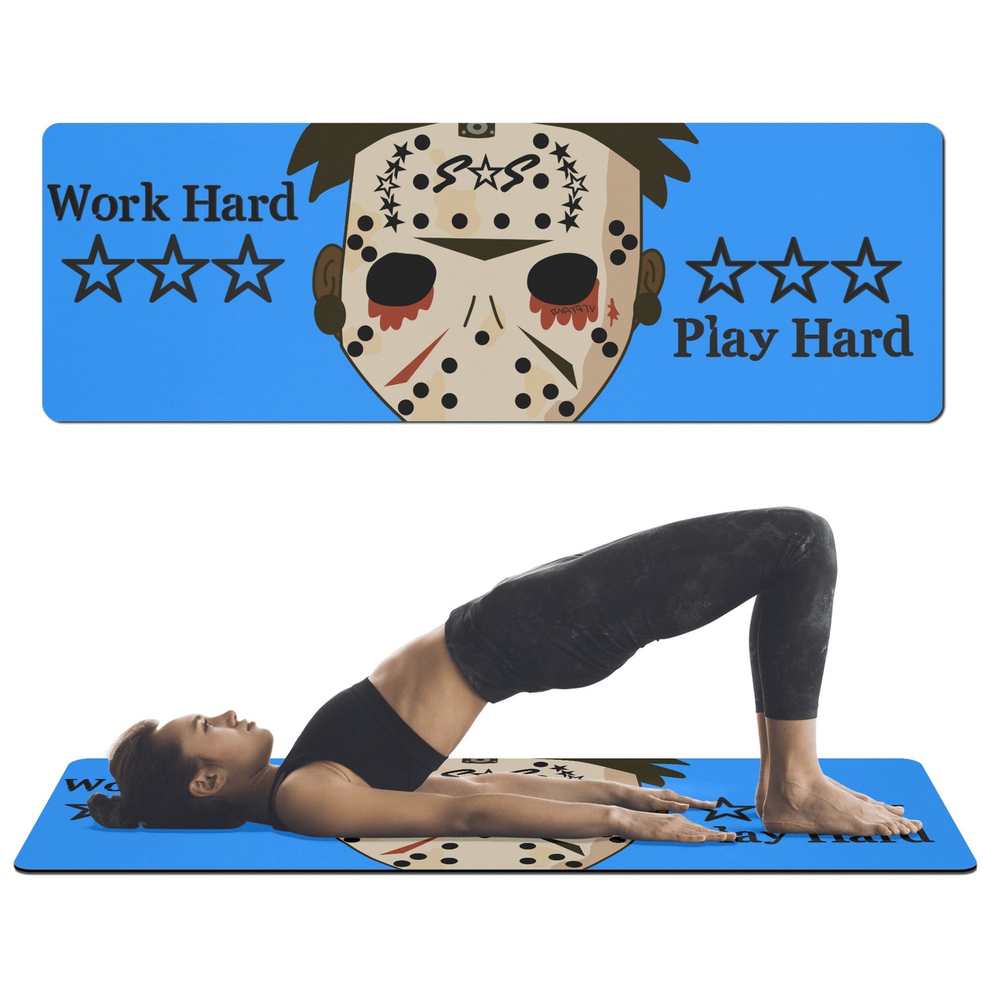 No Face, No Case Blue 4mm Rubber Yoga Mat