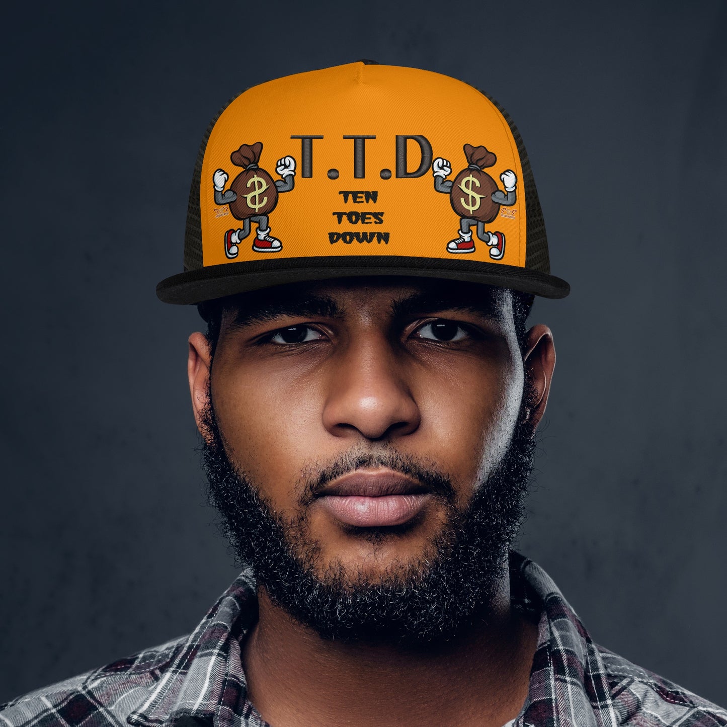 T.T.D (Ten Toes Down) Orange/Black Star Snap Backs