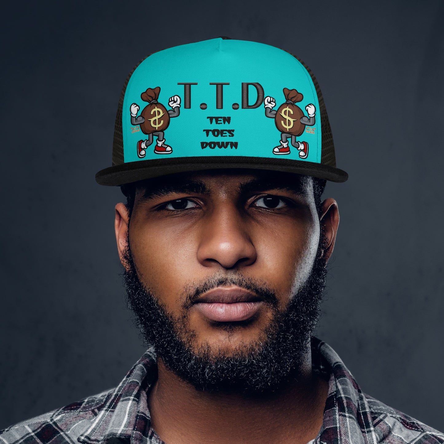 T.T.D (Ten Toes Down) Turquoise/Black Star Snap Backs