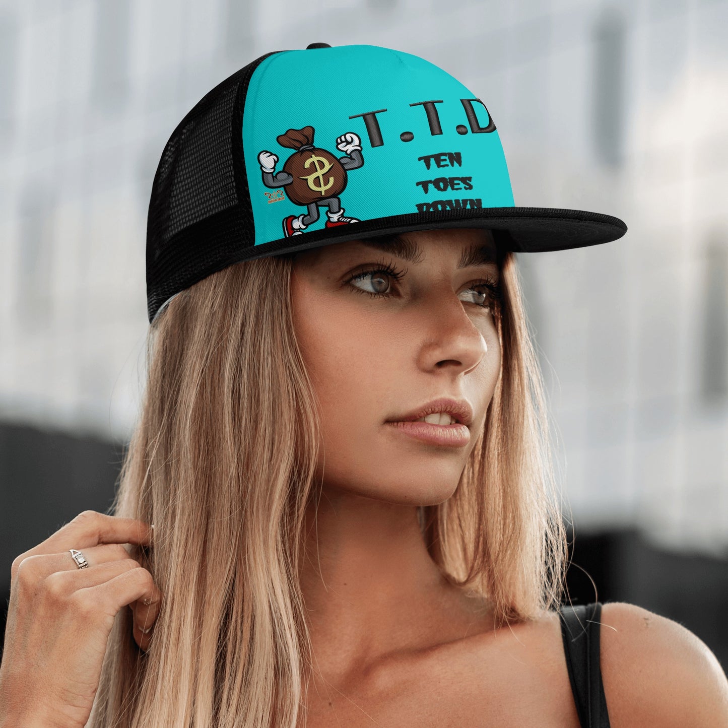 T.T.D (Ten Toes Down) Turquoise/Black Star Snap Backs