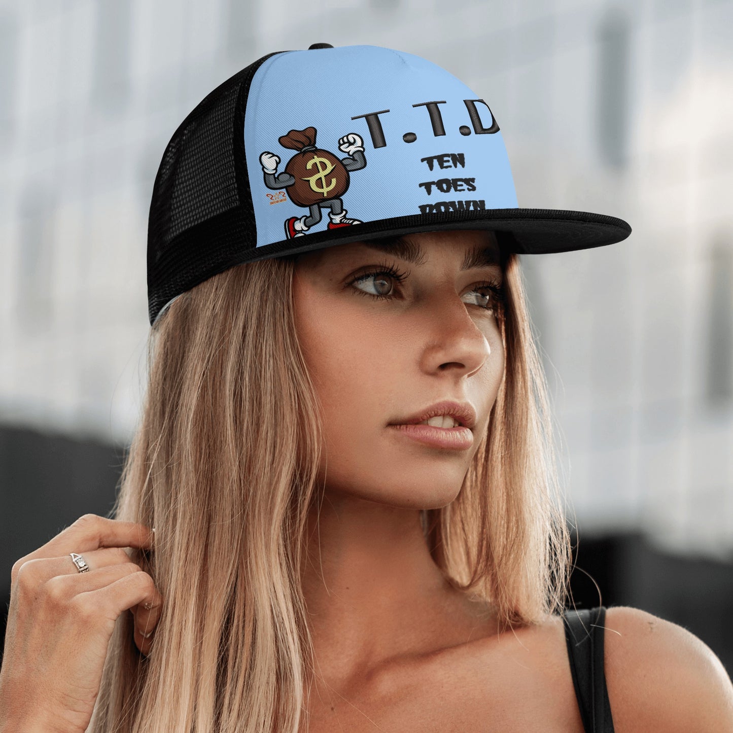 T.T.D (Ten Toes Down) SkyBlue/Black Star Snap Backs