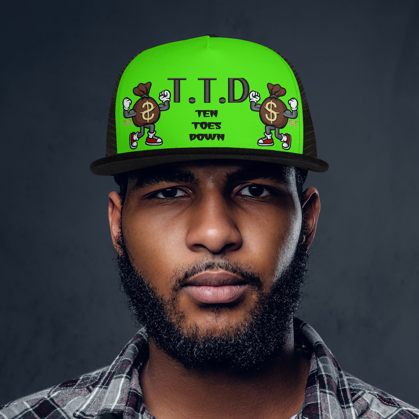 T.T.D (Ten Toes Down) GooGreen/Black Star Snap Backs