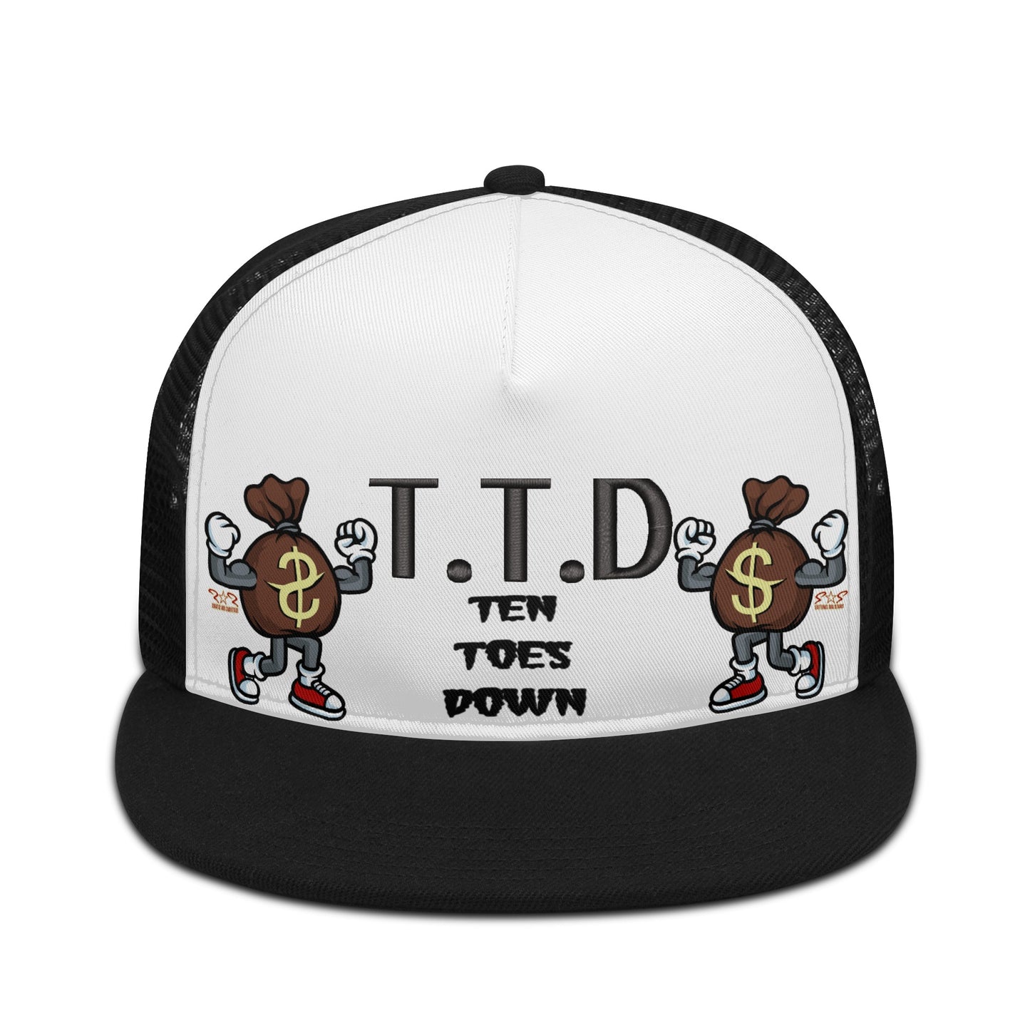 T.T.D (Ten Toes Down) White/Black Star Snap Backs