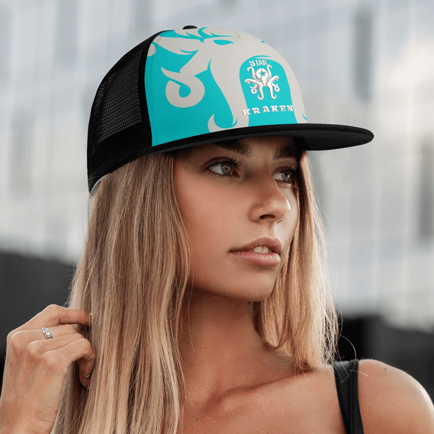 Star Kraken Turquoise/Black Star Snap Backs