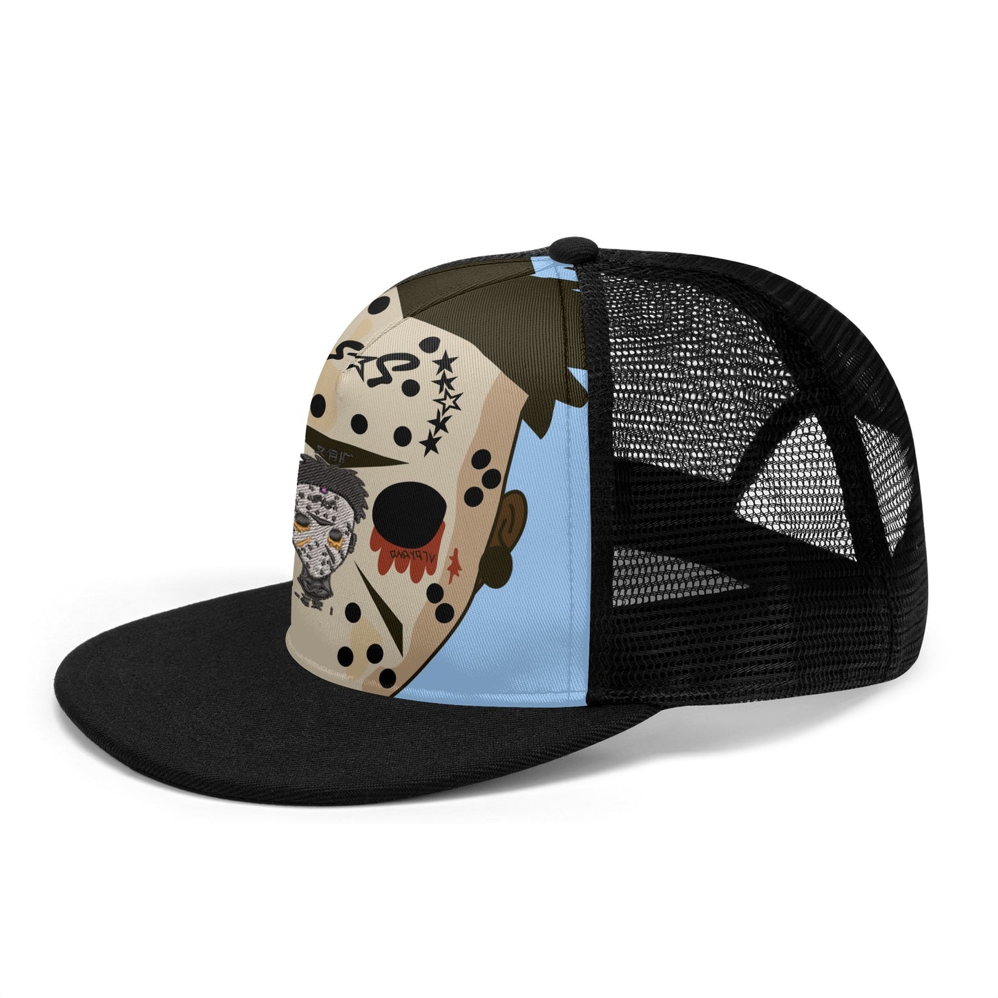 No Face, No Case SkyBlue/Black Star Snap Backs