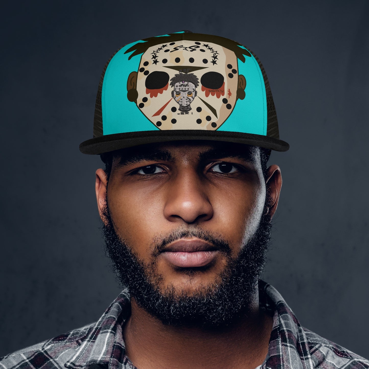 No Face, No Case Turquoise/Black Star Snap Backs