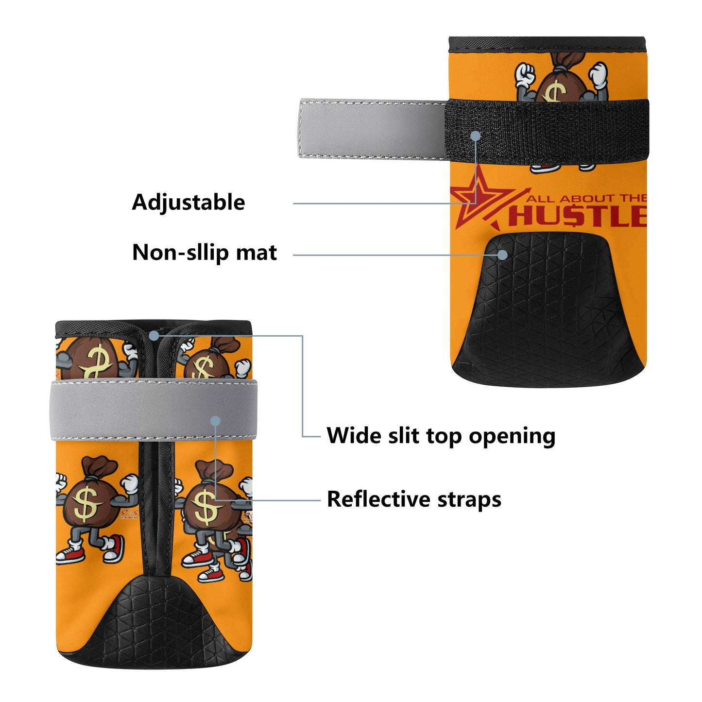 T.T.D (Ten Toes Down) Orange Non Slip Dog Socks