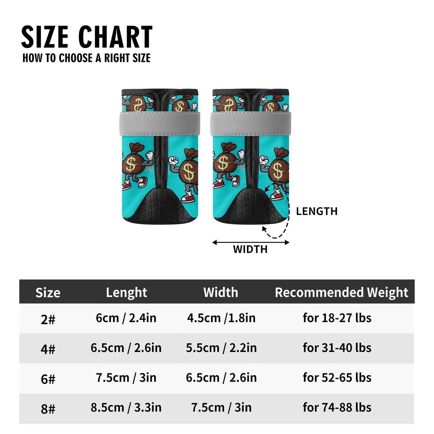 T.T.D (Ten Toes Down) Turquoise Non Slip Dog Socks