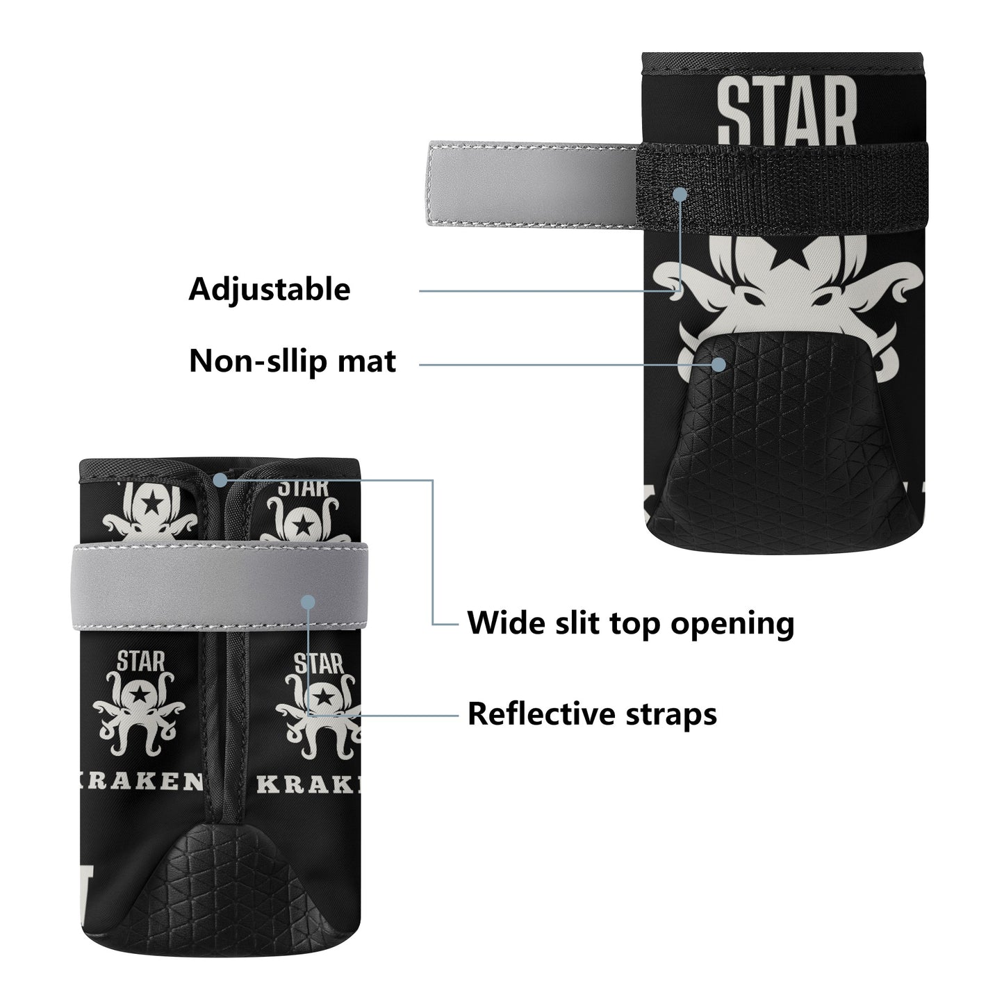 Star Kraken Black Non Slip Dog Socks