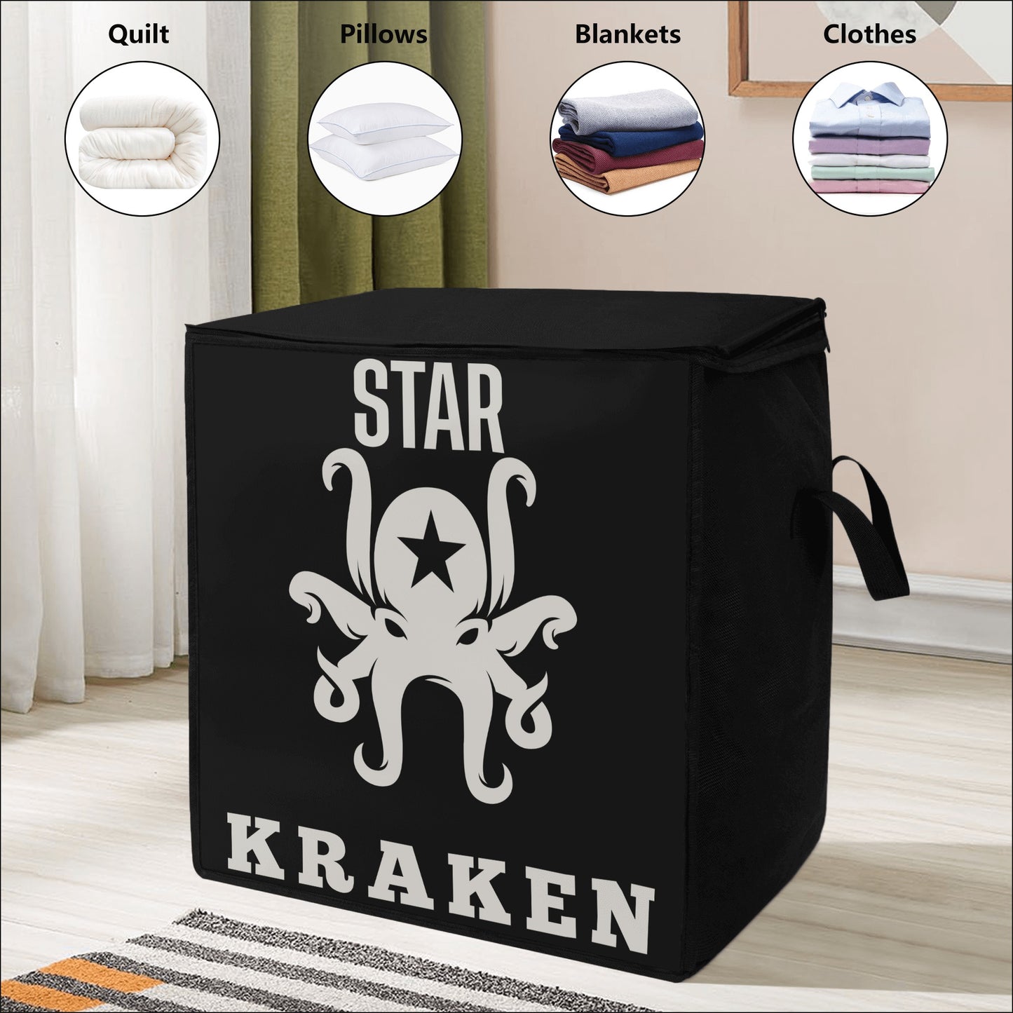 Star Kraken Black Bedding Storage Box Bag