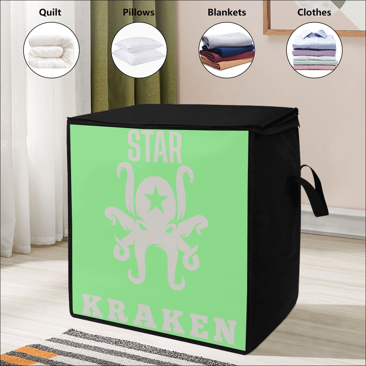 Star Kraken Mint Green Bedding Storage Box Bag