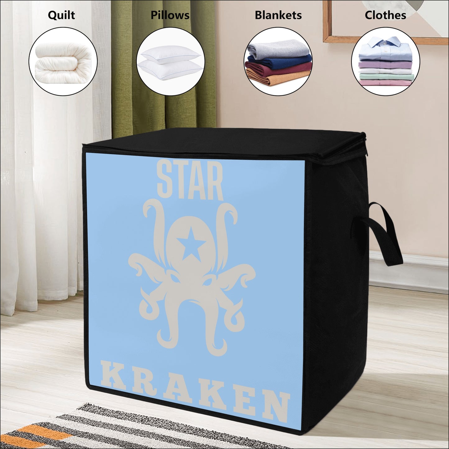 Star Kraken Sky Blue Bedding Storage Box Bag