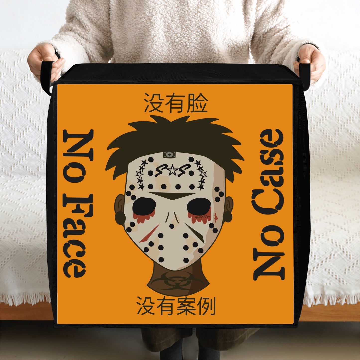 No Face, No Case Orange Bedding Storage Box Bag