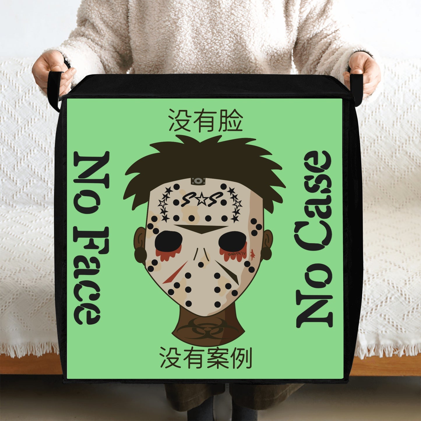 No Face, No Case Mint Green Bedding Storage Box Bag