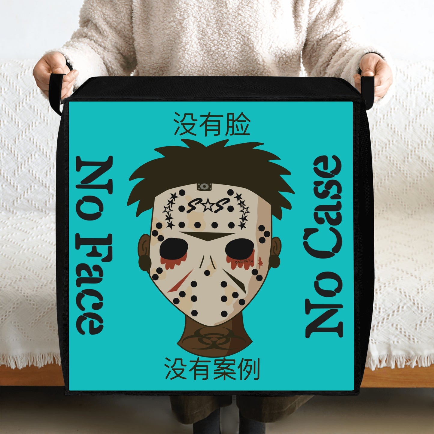 No Face, No Case Turquoise Bedding Storage Box Bag