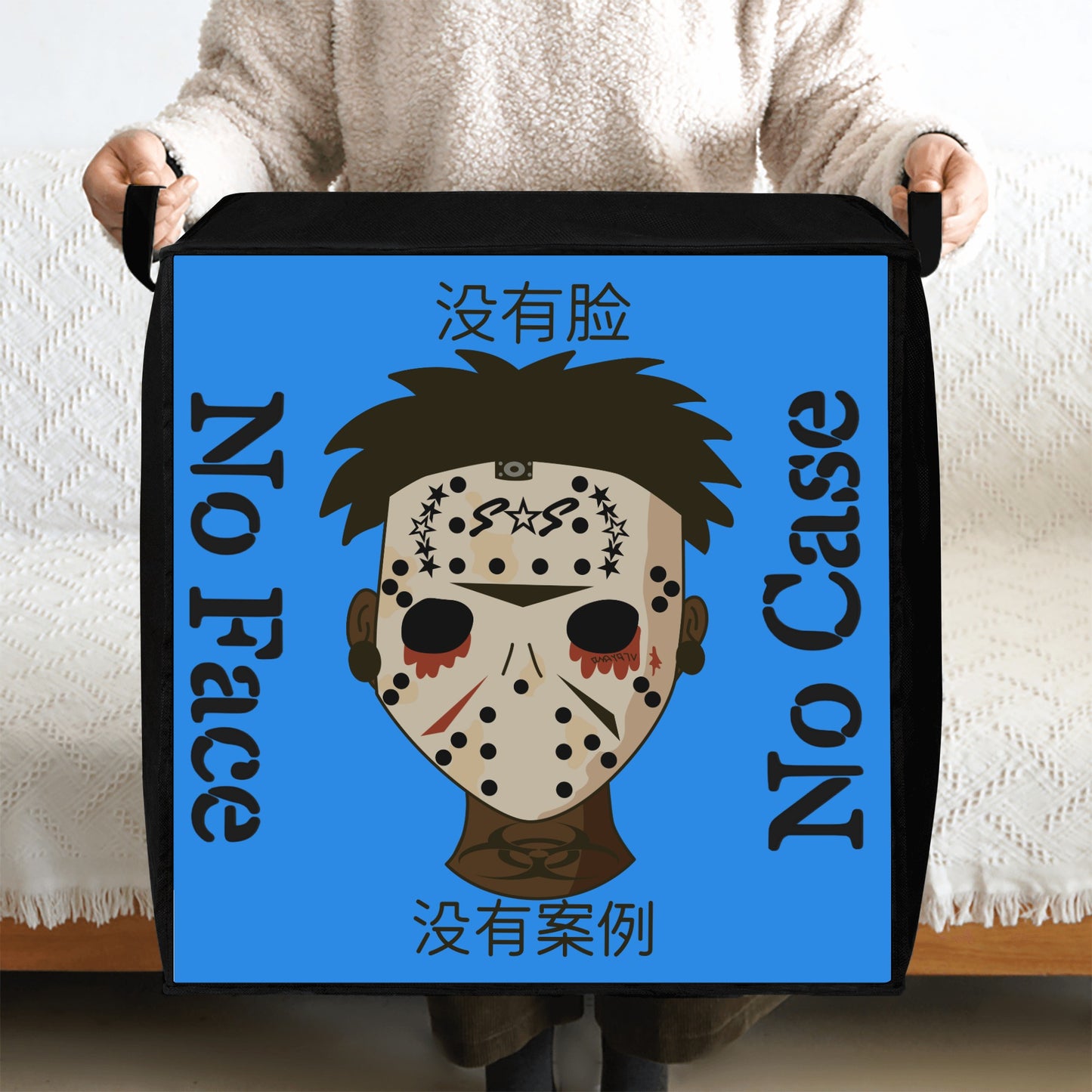 No Face, No Case Blue Bedding Storage Box Bag