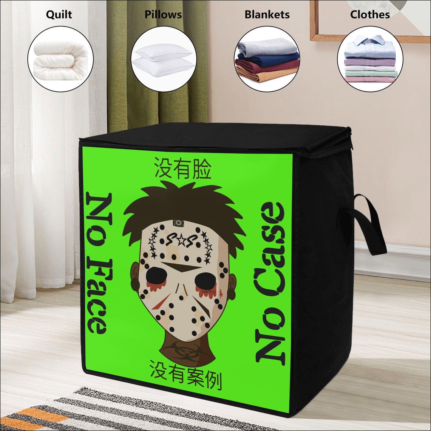 No Face, No Case Goo Green Bedding Storage Box Bag