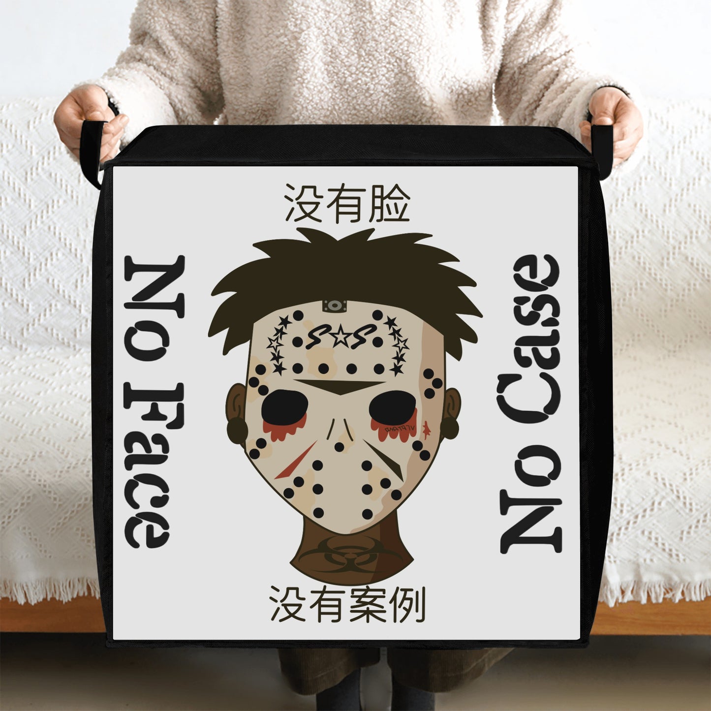 No Face, No Case White  Bedding Storage Box Bag