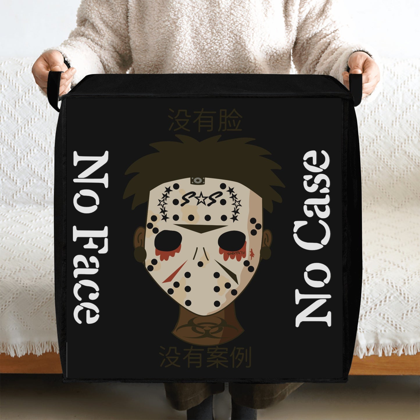 No Face, No Case Black Bedding Storage Box Bag