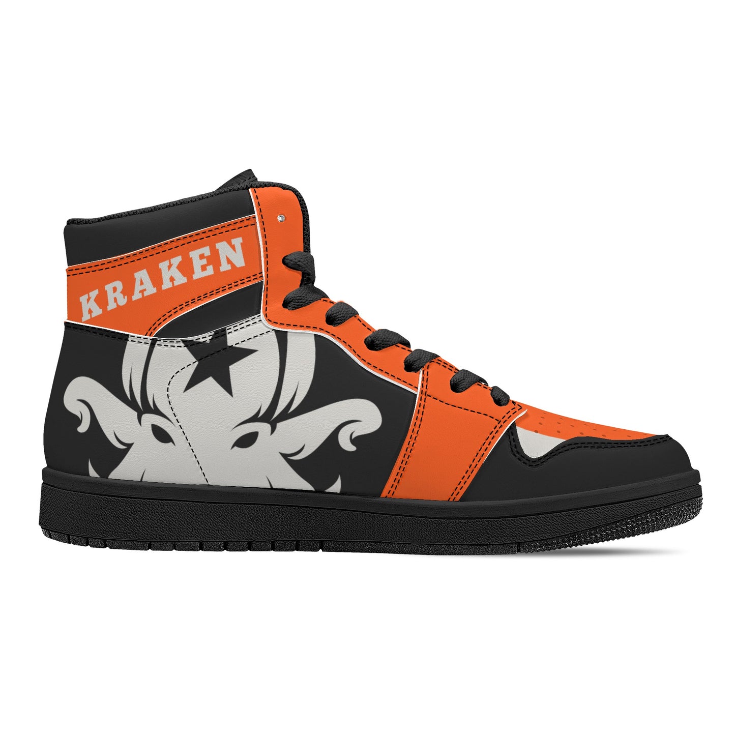 Star Kraken Mens Black/Orange High Top Leather Star Kicks