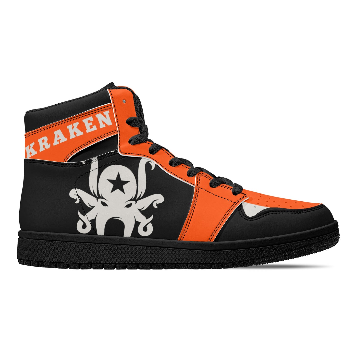 Star Kraken Mens Black/Orange High Top Leather Star Kicks