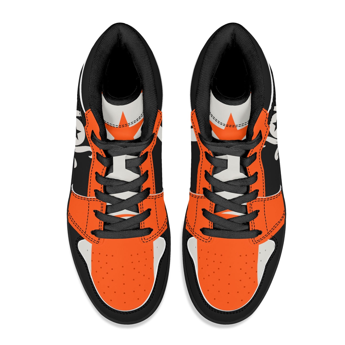 Star Kraken Mens Black/Orange High Top Leather Star Kicks