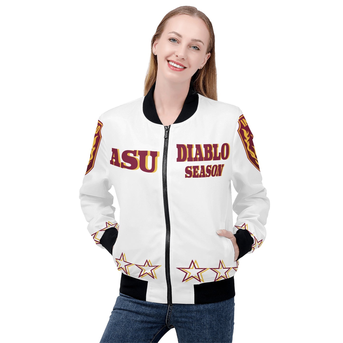 Sun Devils Stars Edition Womens White Zip Up Jacket