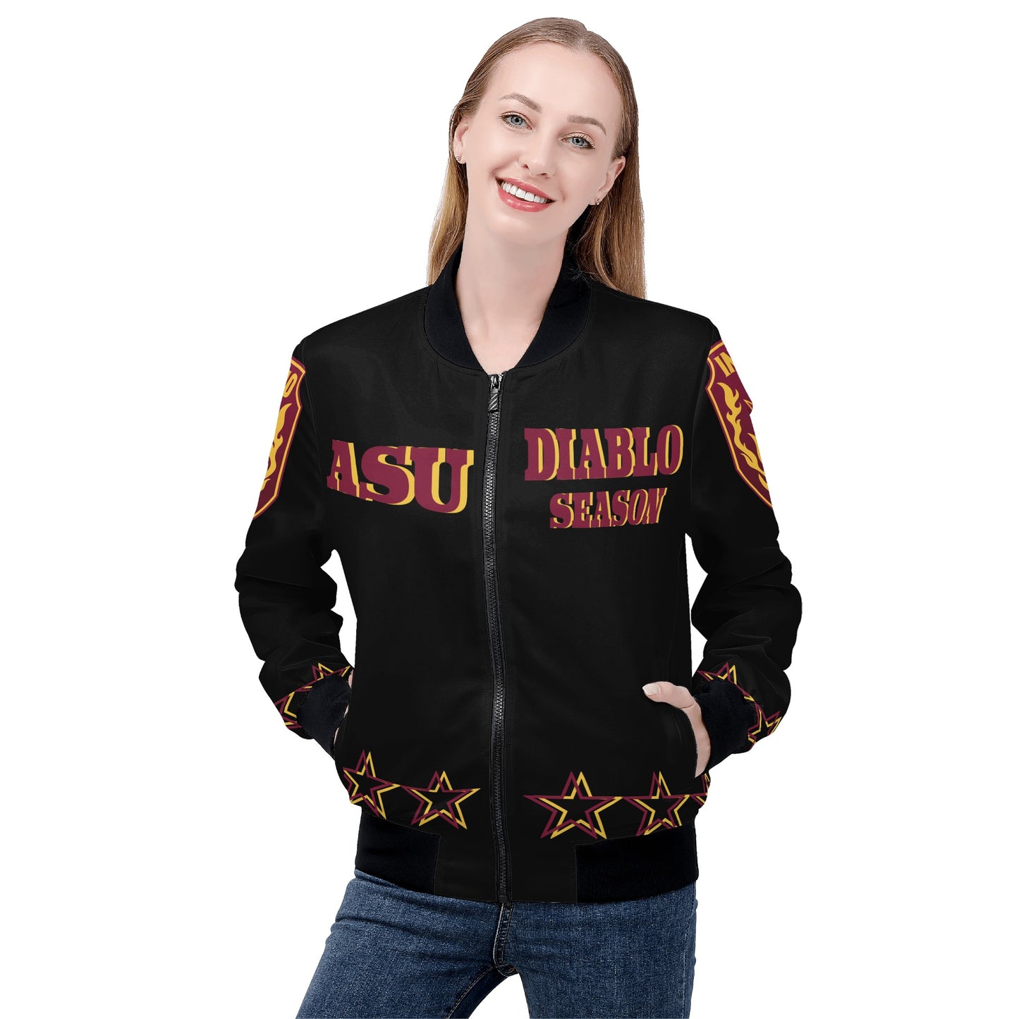 Sun Devils Stars Edition Womens Black Zip Up Jacket