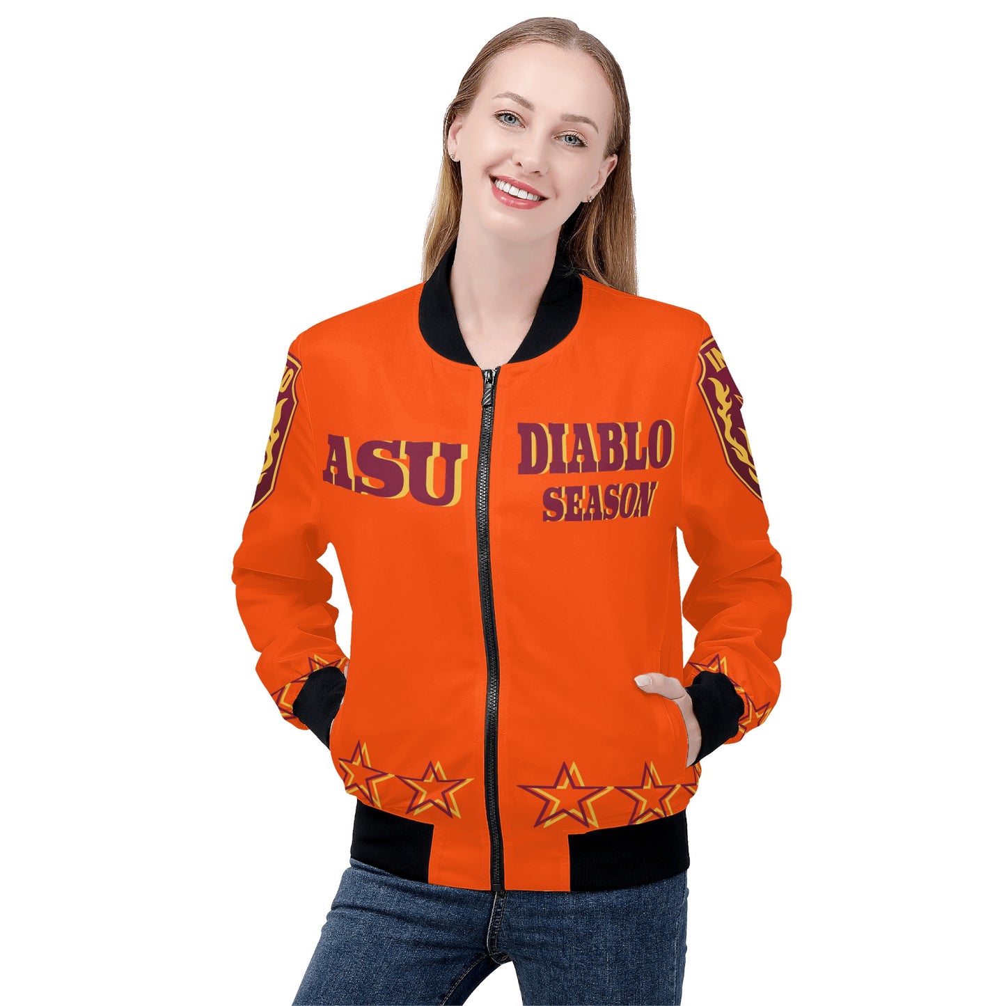 Sun Devils Stars Edition Womens Dark Orange Zip Up Jacket