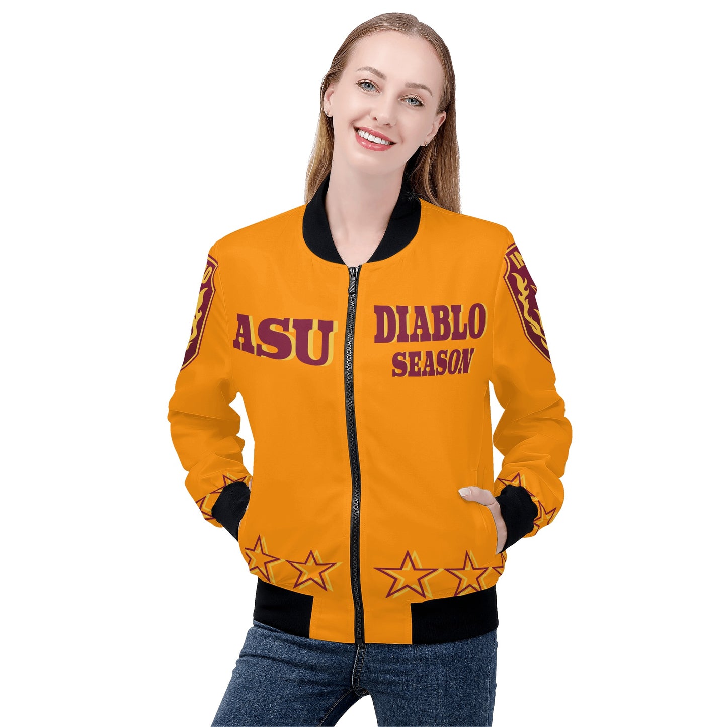 Sun Devils Stars Edition Womens Orange Zip Up Jacket