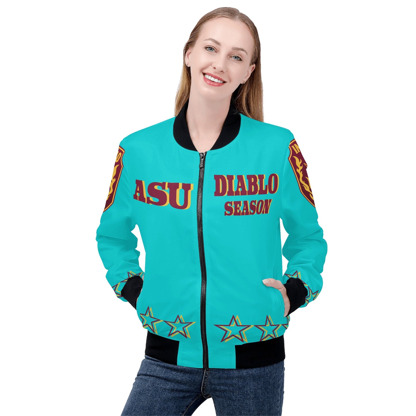 Sun Devils Stars Edition Womens Turquoise Zip Up Jacket