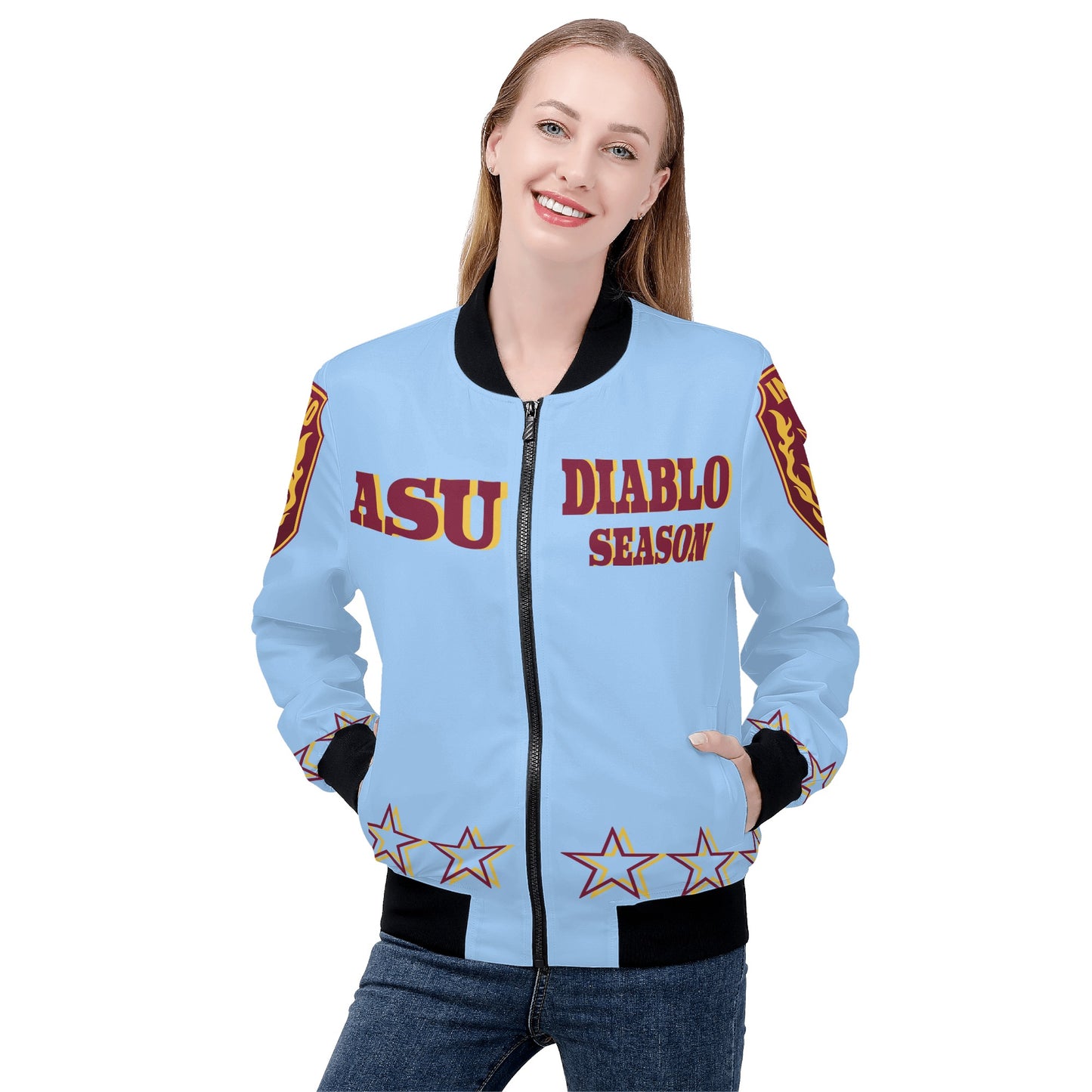 Sun Devils Dia De Los Muertos Edition Womens Sky Blue Zip Up Jacket