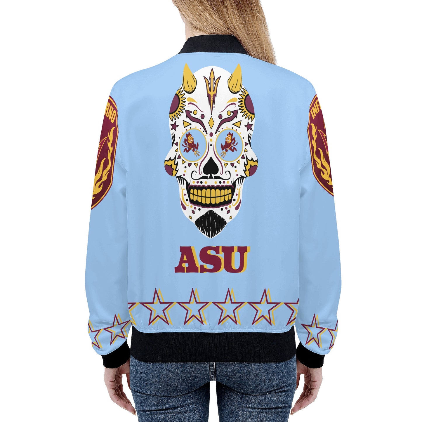 Sun Devils Dia De Los Muertos Edition Womens Sky Blue Zip Up Jacket