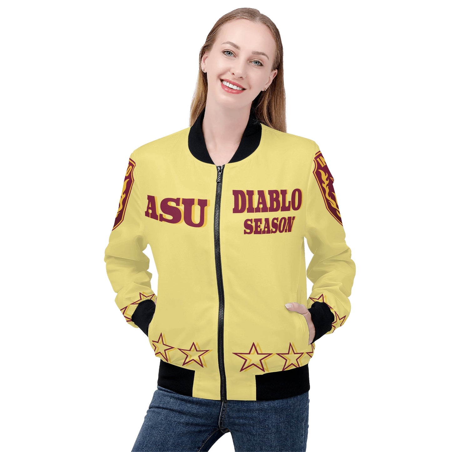 Sun Devils Stars Edition Womens Tan Zip Up Jacket