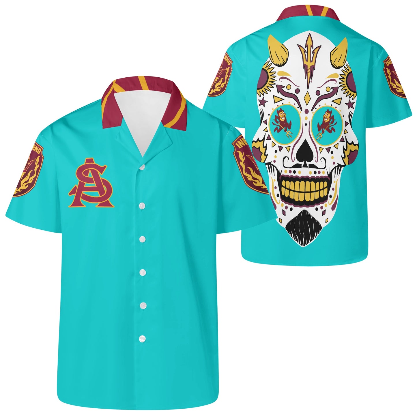 Sun Devil S.O.S Edition Mens Turquoise Hawaiian Shirt