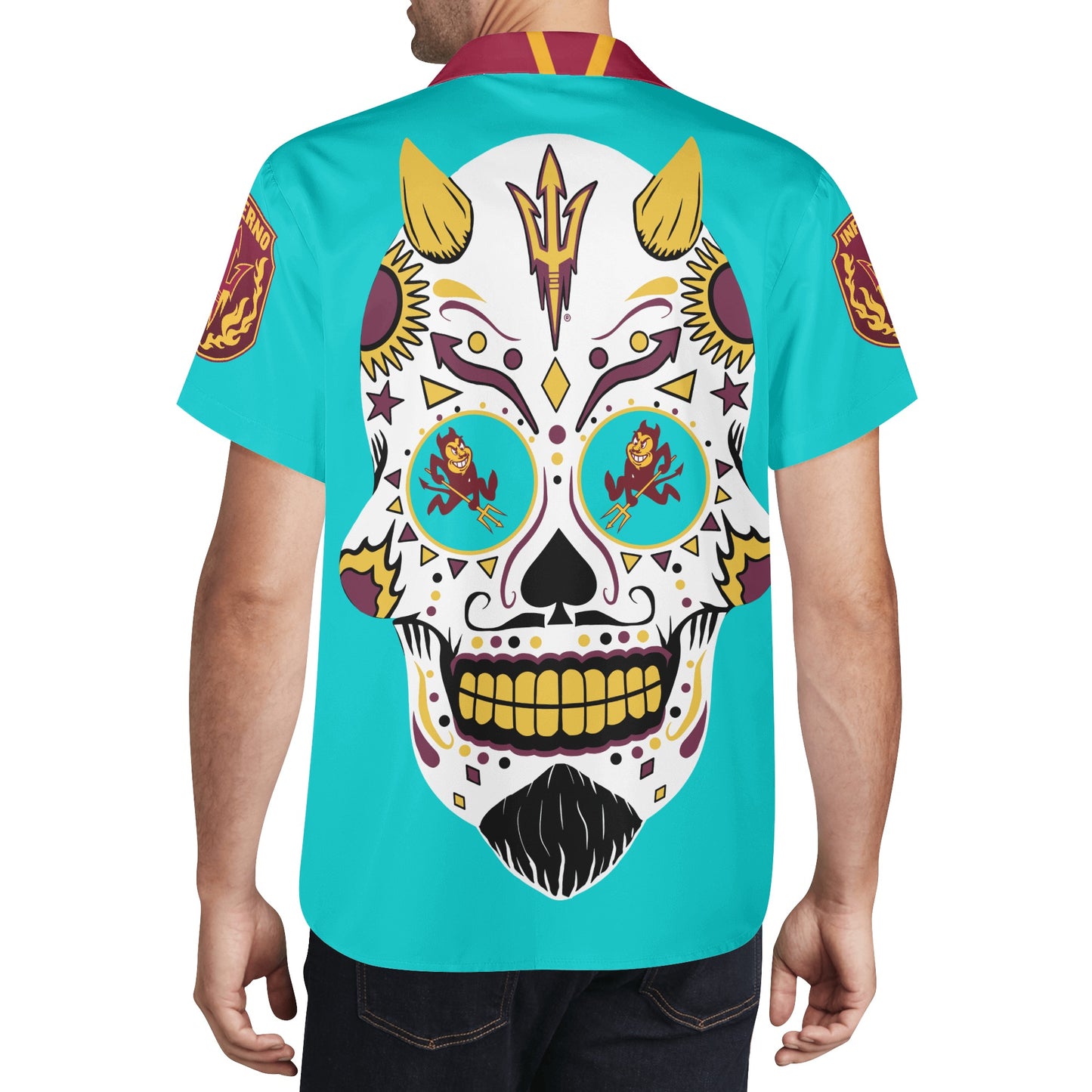 Sun Devil S.O.S Edition Mens Turquoise Hawaiian Shirt