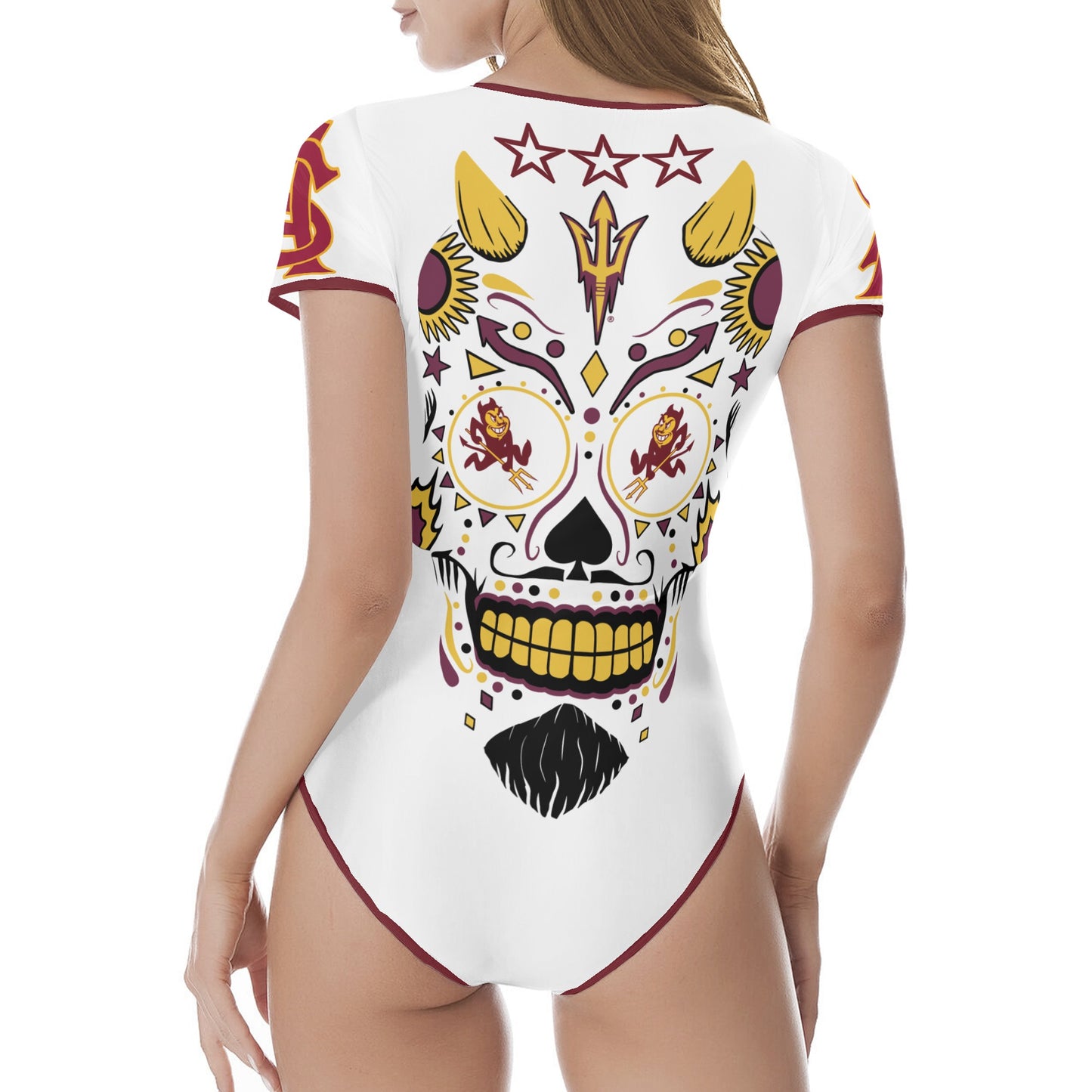 Sun Devil S.O.S White Edition Womens Soft Short Sleeve Bodysuit