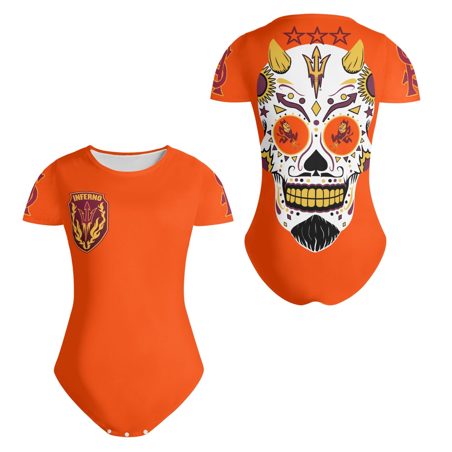 Sun Devil S.O.S Dark Orange Edition Womens Soft Short Sleeve Bodysuit