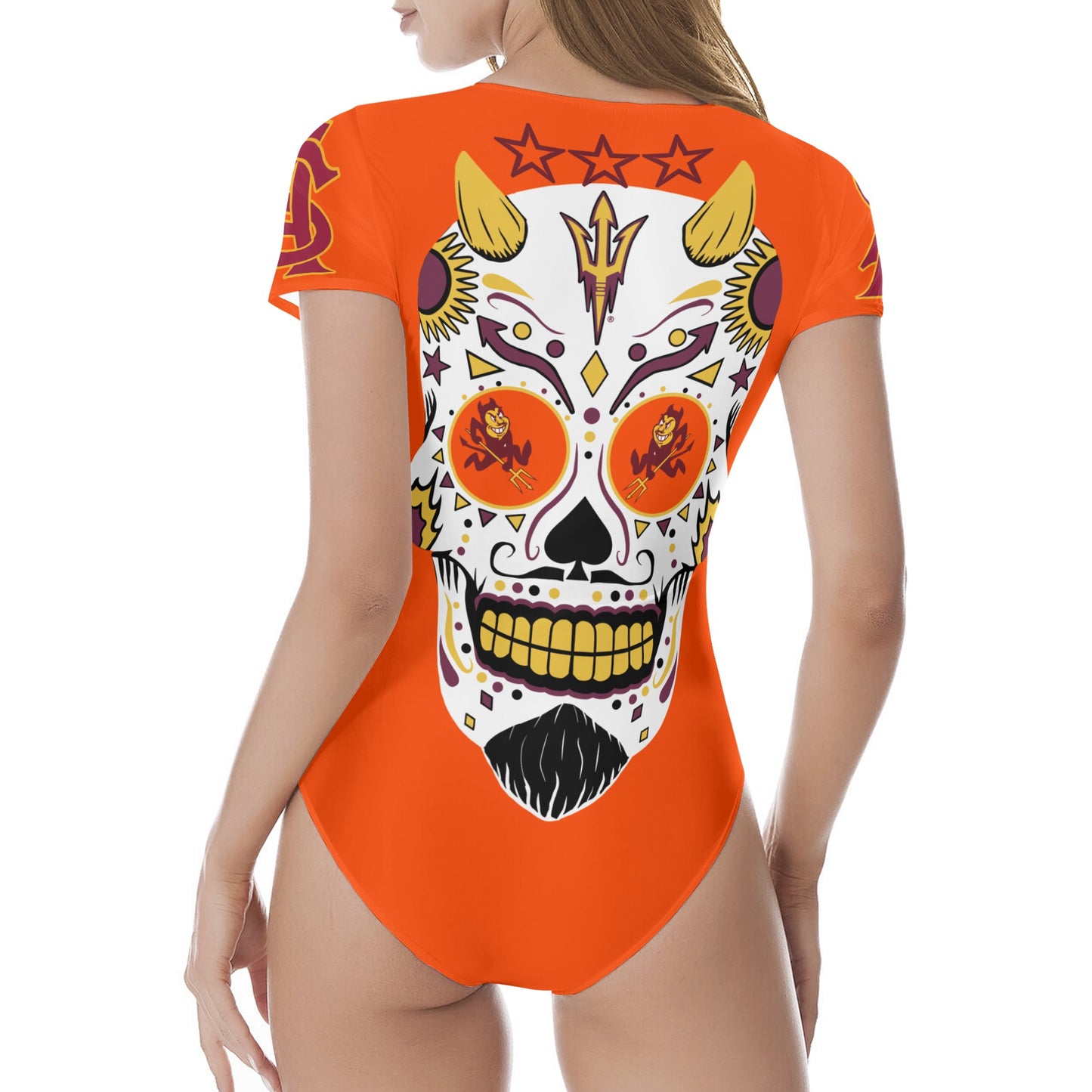 Sun Devil S.O.S Dark Orange Edition Womens Soft Short Sleeve Bodysuit